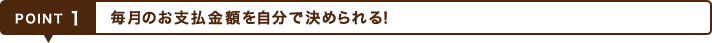 POINT1 毎月のお支払金額を自分で決められる!
