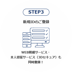 STEP3 新規IDのご登録 WEB明細サービス・本人認証サービス（3Dセキュア）も同時登録！