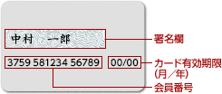 カード裏 券面 署名欄 カード有効期限（月／年） 会員番号